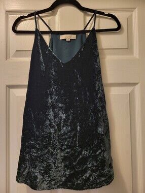 LOFT Teal Velvet V-Neck Slip Cami